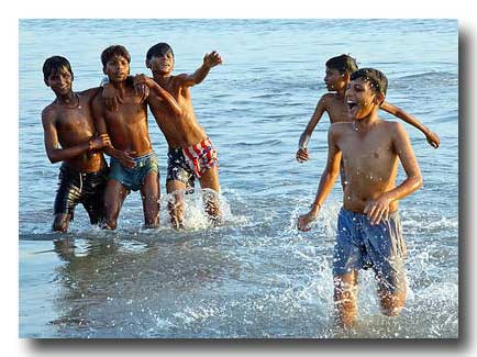 boys on Chowpatty Beach  