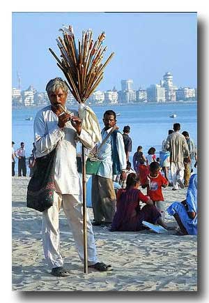 Flute player at Chowpatty Beach